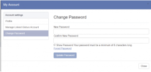 The SciServer My Account page includes a Change Password control